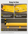 Pro Grade Flood Barrier System For Home Protection, Easy Fill Sandbag Alternative, yellow PVC tube setup steps