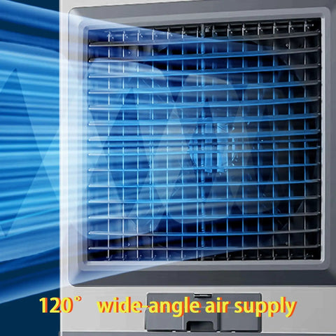 Portable Evaporative Air Cooler With Large Water Tank And 120 Degree Oscillation For Patios Or Dry Rooms features 120° wide-angle air supply.