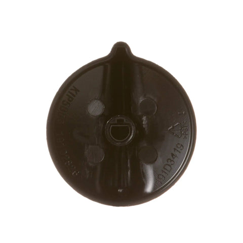 Back view of Genuine OEM Black Control Knob Replacement for Range Stove and Oven WB03T10236 Knob Durable OEM Quality Part for Electric and Gas Cooktops Easy Install No Fuss Snap On Fit.