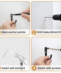 Installation steps for 10 Pack Wall Hooks For Bathroom Kitchen Closet And Garage Black Metal Hangers That Hold Up To 40 Lbs