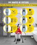 Kick Stubborn Blockages To The Curb With This Heavy Duty Electric Drain Cleaner Featuring Rust Proof Manganese Steel Cable And Fast Swap Heads 400 Watt Plumbing Tool For Easy Home Fixups with various cutter attachments.