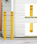 Tough As Nails Heavy Duty Bollard Cover shields parking lots with reflective tape and heavy-duty base for durability.