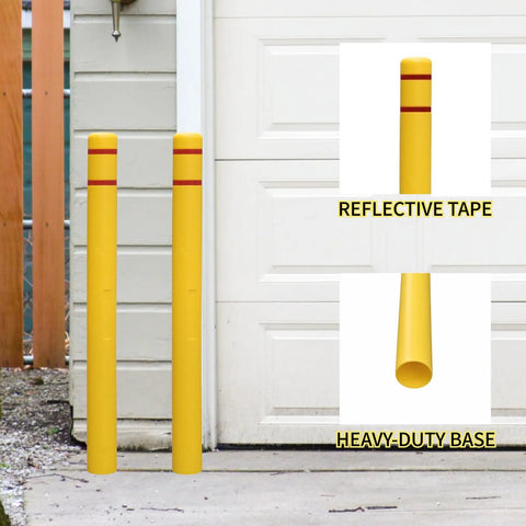 Tough As Nails Heavy Duty Bollard Cover shields parking lots with reflective tape and heavy-duty base for durability.