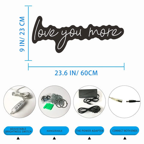 Neon Sign In Transparent Acrylic, Dimmable LED Wall Light That Turns Any Room Into A Cozy Vibe, Warm White 23.6x9 Inches with accessories