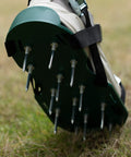 Lawn Aerator Spike Shoes With Three Metal Buckle Straps Green Spiked Sandals for soil penetration on lawn