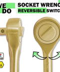 Non-Sparking 21 Piece Tool Set With 17 Metric Sockets Three-Quarters Inch Drive Ratchet Wrench detail view showing reversible switch