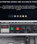 Control panel of Stainless Steel Automatic Ink Wheel Coding Machine For Batch Numbers And Dates with settings and indicators.