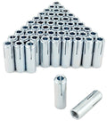 50 Pcs Drop-In Anchors Set 1/2-13 Inner Female Thread Expansion Anchors Zinc Plated For Solid Concrete displayed in a triangle.