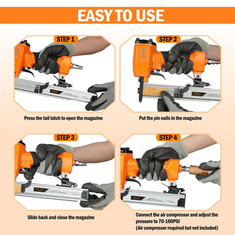 Ultra Lightweight 23 Gauge Pneumatic Pin Nailer For Cabinet And Door Install With Buttery Smooth Trigger And Knockout Performance For Flawless Trim Work And Daily Job Site Grind