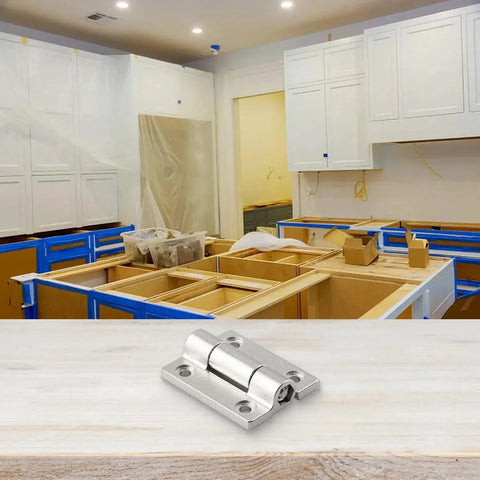 Silver metal adjustable torque cabinet hinge with four-hole flat base for 360° rotation