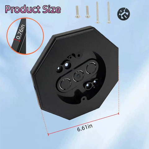 Vertical Siding Lamp Mounting Kit With Built In Electrical Box For Outdoor Lighting, octagon black mount, 6.61in x 0.76in, with screws
