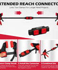 12 Inch Bar Clamps Set With Quick Release For Woodworking, 150 Lbs Load Per Clamp, connected with spreader, side view