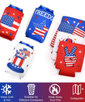 Red White Blue Can Cooler Sleeves 12 Pack For Fourth Of July Independence Day Party Favors Collapsible Insulated Drink Insulators