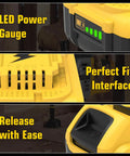 Two Pack 3600mAh 20V NiMH Battery And DC9310 Charger Kit For Dewalt 20V Tools LED power gauge and design features