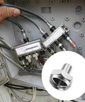 F Type Terminator Caps 5 Pack With 75 Ohm Resistor For Unused Coax Ports Signal Saver shown with coaxial splitters
