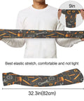 Cooling Arm Sleeves With Upf Fifty Plus Uv Blocking And Breathable Moisture Wicking Material For Running Cycling And Yard Work Flexible Compression Guards shown being stretched. Size 32.3in (82cm).