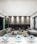 Living room with 5CCT 2 Inch Recessed LED Lights With Dimmable 600 Lumen Output Canless Aluminum Ceiling Downlights installed