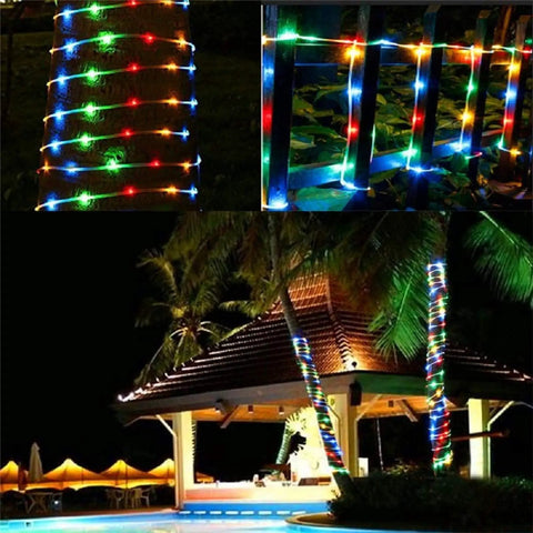 50ft 360 LED Rope Lights Outdoor Multicolor Waterproof Connectable Flexible Tube Lights With 8 Modes illuminating trees and gazebo