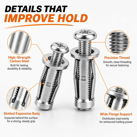 90 Piece Kickass Button Rivet Locking Nuts Set M4 M5 M6 High Strength Carbon Steel with precision thread for secure fastening.