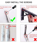 Installation guide for Beefy Heavy Duty Folding Shelf Brackets 12 Inch Pack of 2, showing screws and bracket positions.