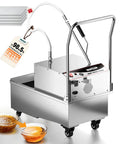 Heavy Duty Portable Fryer Oil Filter Machine With Sleek Stainless Build 14.5 Gallon Capacity High Velocity Grease Strainer For Hustle Ready Restaurants And Food Trucks Pro Grade Kitchen Beast with grease filter and bowls.