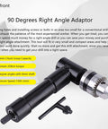 Aluminum Head Right Angle Drill Attachment With 8 mm Hex Shank For Electric Drills, 1 To 10 mm Bit Compatibility