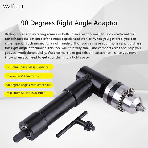 Aluminum Head Right Angle Drill Attachment With 8 mm Hex Shank For Electric Drills, 1 To 10 mm Bit Compatibility