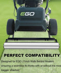 Stainless Steel Mower Striping Kit for EGO 21 Inch Walk Behind Mowers attached creating sharp lawn patterns without bagger
