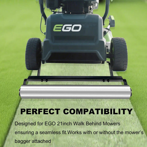 Stainless Steel Mower Striping Kit for EGO 21 Inch Walk Behind Mowers attached creating sharp lawn patterns without bagger