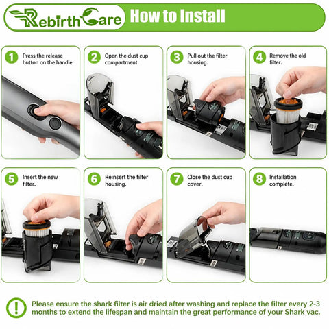 Installation guide for 6 Pack WV201 Filter Replacement For Wandvac Ion W1 S87 Cordless Handheld Vacuum Compatible With WV200 WV201 WV205 WV220