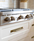 Antique Brass Cabinet Pulls With Backplates on kitchen drawers, Solid Zinc Alloy, Crest Wave Plate Style, Vintage Vibe
