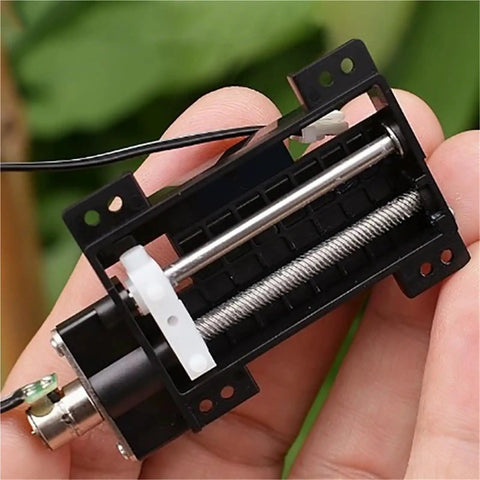 5 Pcs Heavy Duty Linear Actuator 30mm Stroke 2 Phase 4 Wire Electric Push Pull Slider showing internal mechanism and motor connections.