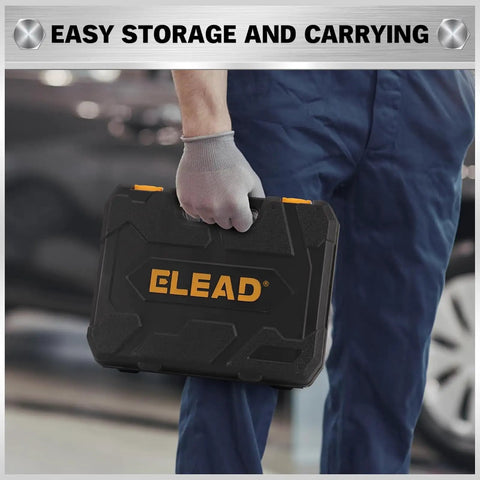 Person holding organizer case for 33 Piece Ratchet Wrench Set With SAE And Metric Sizing From One Quarter To Three Quarters Inches And Six To Eighteen Millimeters, 72 Tooth Gear Design, CR V Steel in workshop