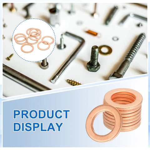 9 Piece Copper Washer Kit With M18 Copper Washers Sealing Rings And Crush Washers 18Mm ID 24Mm OD One Point Five Mm Thick
