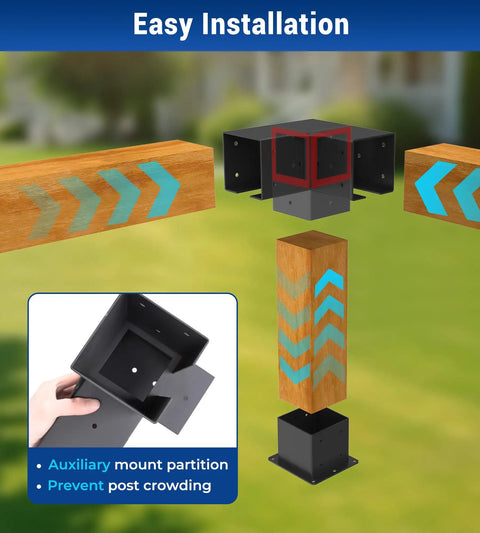 Heavy Duty 6x6 Pergola Brackets Kit With 2mm Steel Welded Construction And Powder Coated Finish For Outdoor Gardens Installed