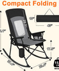 Two Pack Heavy Duty Folding Rocking Chairs For Adults 400 Lbs Capacity With High Back And Hard Armrests Portable Outdoor Rocker