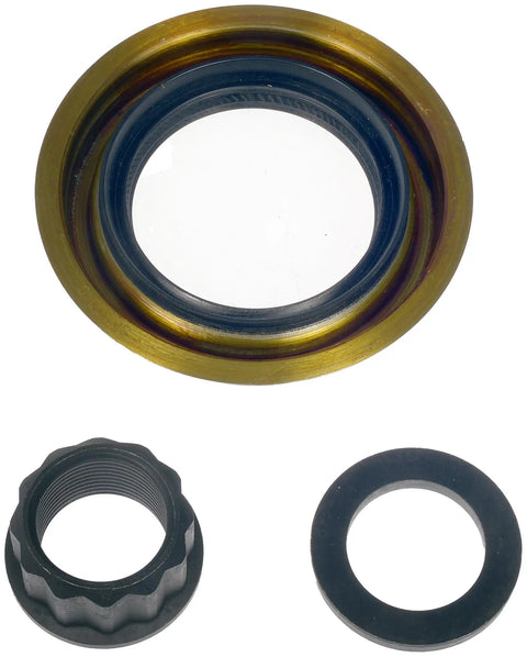 Heavy Duty Cast Iron Rear Differential Pinion Flange Direct Bolt On Replacement For Select Chevy And GMC Trucks, showing components and seals.