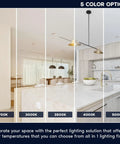 Top Shelf 2 Inch Led Recessed Lights 12 Pack showcasing five color temperature options in modern kitchen setting.