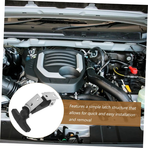 Sturdy Rubber Toolbox Latches And Flexible T Handle Hood Lock Kit installation shown in vehicle engine bay