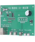 3 In 1 Cable Tester Module With Type C, Mini USB, And Micro USB Ports, PCB material, showing connection ports and components