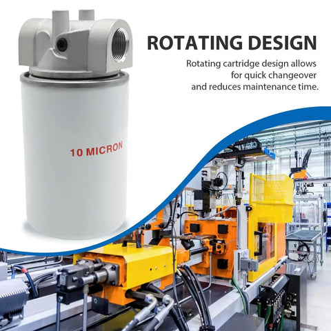High Flow 25 GPM 250 PSI Spin On Hydraulic Oil Filter Assembly with 10 Micron Filtration in industrial setting