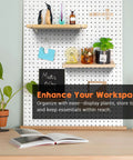 Two Pack Solid Wood Pegboard Shelf Set With No Tilt Balance Twelve By Four Inch Shelves Fit One Quarter Inch Pegboards