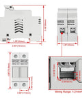 PV Solar Fuse Holder 2 Pole DIN Rail Mount For 10 X 38mm Fuses, HSPV-30D, DC 1000V, 32A, 35mm Rail, CE Listed