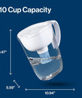 Everyday Elite Water Pitcher With Lead Reducing Filter, 99 Percent Lead Removal, 10 Cup Capacity, BPA Free, Fridge Friendly