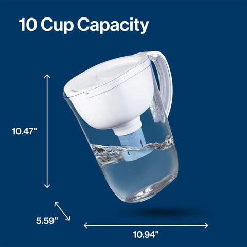 Everyday Elite Water Pitcher With Lead Reducing Filter, 99 Percent Lead Removal, 10 Cup Capacity, BPA Free, Fridge Friendly