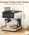 Next Level Espresso Machine With Built In Grinder And Automatic Milk Frother Compact Countertop 20 Bar High Pressure Pump dimensions on table