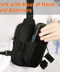 Universal Chest Harness With Easy Access Carry Pouch Fits Symbol Zebra USPS And Other Postal Scanners for handheld use.
