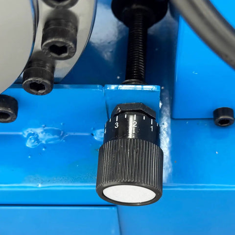 Detailed view of adjustment knob on Heavy Duty Electric Hose Crimper 110V Hydraulic Tube Shrinker Machine for precision control.