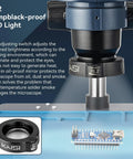 Pro Grade Trinocular Stereo Microscope For Watch Repair Soldering And PCB Work With Six Point Five To Sixty Five Times Continuous Zoom And Telescopic Stand Great For Jewelry Inlay Engraving And Fine Detail Cleaning And Inspection with LED light