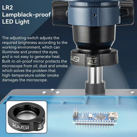 Pro Grade Trinocular Stereo Microscope For Watch Repair Soldering And PCB Work With Six Point Five To Sixty Five Times Continuous Zoom And Telescopic Stand Great For Jewelry Inlay Engraving And Fine Detail Cleaning And Inspection with LED light